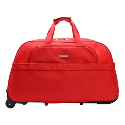 (Red) High Capacity Travel Duffle Luggage Trolley Bag With Wheels Rolling Suitcase Travel Bags C