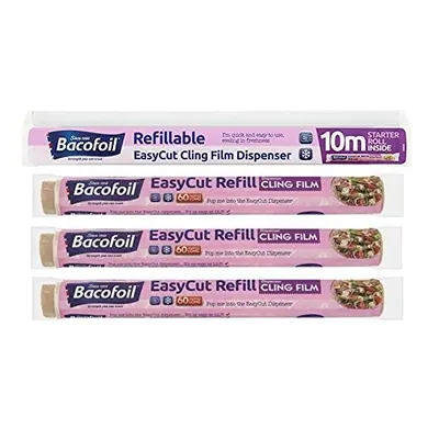 Bacofoil Easycut Cling Film Dispenser with 10m Refiil + x Refill Packs 60m X 350mm