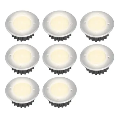 (8pcs, Warm White) Solar-Powered Stainless Steel LED Deck Lights