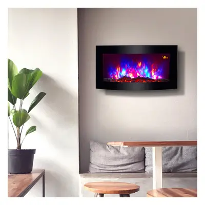 TruFlame Wall Mounted Arched Glass Electric Fire with Log Effect