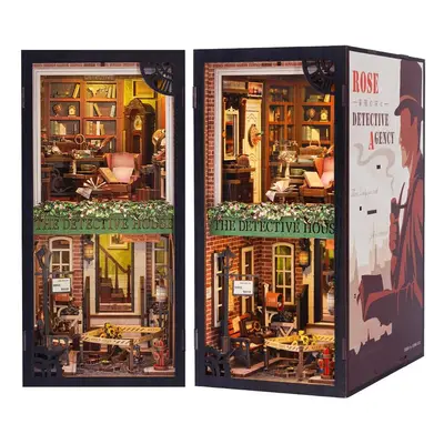 (B Rose Detective Agency) Bookshelf Dollhouse Set with Dust Cover, Mini House Set Bookshelf Brac