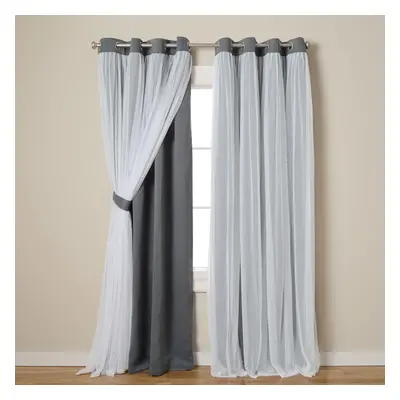 TOWN & COUNTRY LUXE Exclusive Home Catarina Layered Solid Room Darkening Blackout and Sheer Grom