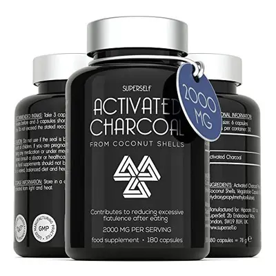 Activated Charcoal Tablets 2000mg - Made from Coconut Shells - High Strength Pure Charcoal to Re