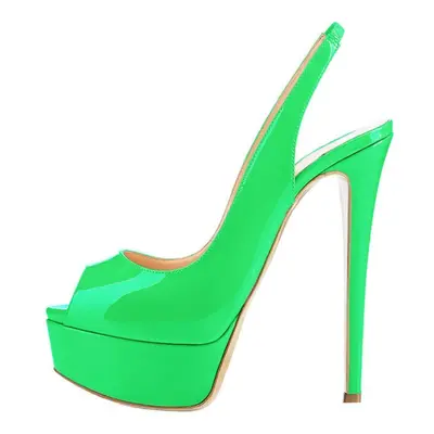 (green, 42) Women Sandals Sexy 14cm Super High Heels Open Toe Platform Sandals Gladiator Party D