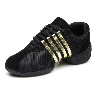 (gold, 36) Size Women Ladies Breath Fitness Dance Sneakers Ballet Jazz Modern Shoes Canvas Mesh 