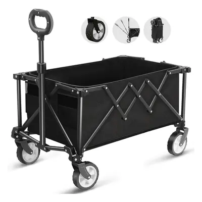 (Black) Foldable shopping cart, foldable travel cart