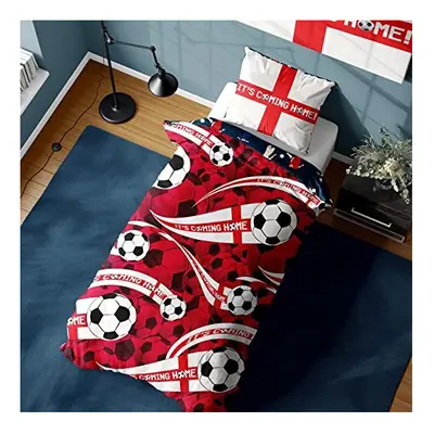 Its Coming Home Single Duvet Cover - England Football Design - Reversible Bedding set with match