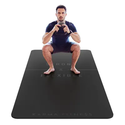 (Black - Engraved) Extra Wide & Extra Thick Yoga Mat for Men & Women (183cm x 80cm x 10mm) - TPE