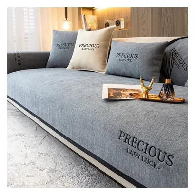 (grey, 110*210cm) Nordic Simple Sofa Cushion All Season High-end Leather Sofa Cover Chenille Ant