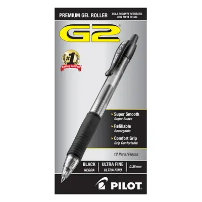 Pilot G2 Premium Gel Roller Pens Ultra Fine Point 0.38 mm Pack of