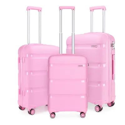 (pink, 20/24/28 inch) 20/24/28 Inch PP Hard Shell Suitcase With TSA Lock