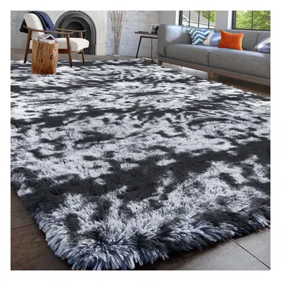 (Black Grey/ Charcoal Grey, 160X230) Non Slip Rugs Shaggy Carpet Living Room Area Rug