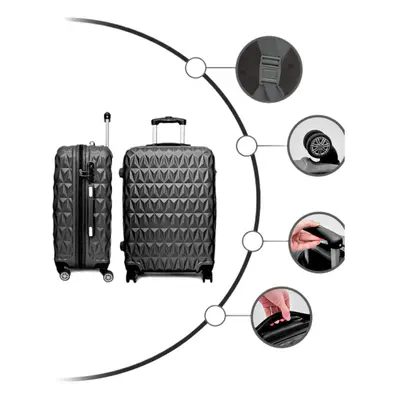 (BLACK) Medium Suitcase Hard Shell Trolley Wheel spinner