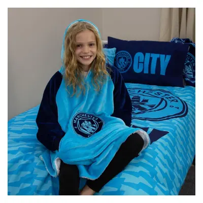 Manchester City FC Fleece Blue Hooded Blanket - Medium