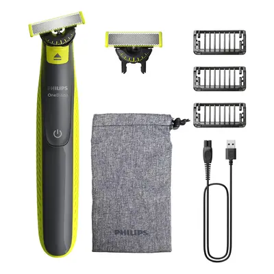 OneBlade Authentic Electric Beard Trimmer and Shaver, 2X Blades, 3X Stubble Comb (1,3,5mm), QP27