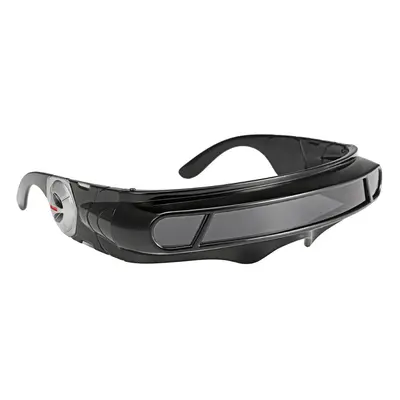 (Grey) Sunglasses Mirrored Narrow Lens Wrap Visor Robot Costume