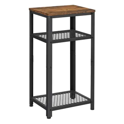 VASAGLE 3-Tier Tall Side Table Small Telephone End Table Stand with Mesh Storage Shelves for Off