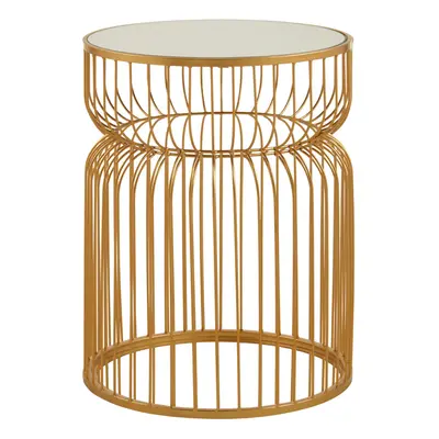 Premier Housewares Avantis Gold Metal Wireframe Round Side Table