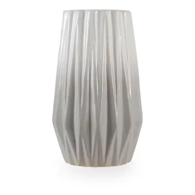 Sleek And Sturdy Small Grey White Ceramic Vase, Robust Pottery Vase, Decorative Vase For Artific