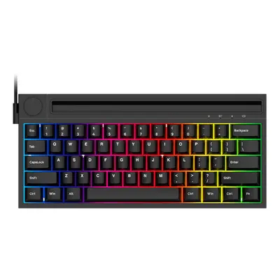 (Black, Blue Switch) Wireless Mechanical Keyboard 62Keys Bluetooth 3.0 Dual Mode Built-in Batter