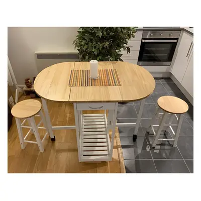 3 Folding Kitchen Dining Table and Chairs set Drop Leaf table