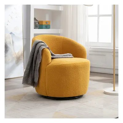 (Yellow) Teddy Fabric Swivel Accent Armchair Barrel Chair