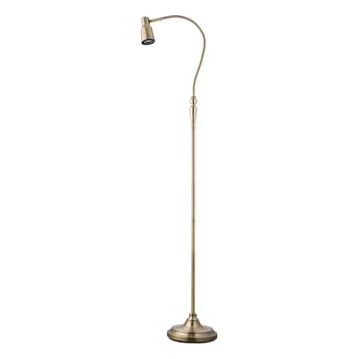 Heavyweight Reading Floor Lamp Antique Brass & 9W LED Bulb