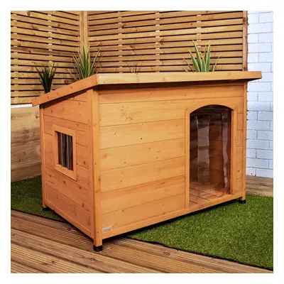 82cm x 1.16m Large Outdoor Garden Wooden Dog House Kennel with Window