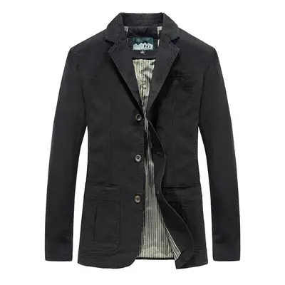 (black, XXL) Spring And Autumn Men&apos;s Cotton Jacket Casual Suit Collar Jacket