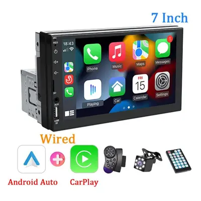 (Type 2+Control and Camera) Hippcron Car Radio Mp5 Player Din Bluetooth Hd 7" Touch Screen Stere