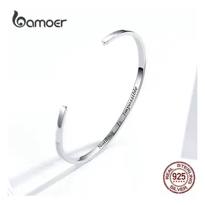 (SCB160) Bamoer Engrave Courage Bangle "nothing Is Impossible" Fashion Sterling Silver Jewelry