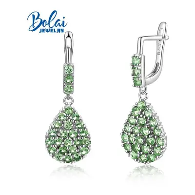 (green, M) Bolaijewelry Natural Green Tsavorite Garnet Gemstone Earring Sterling Silver Fine Jew