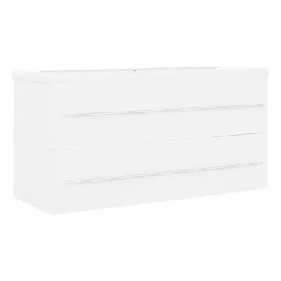 vidaXL Sink Cabinet with Built-in Basin White Engineered Wood Wash Basin Rack