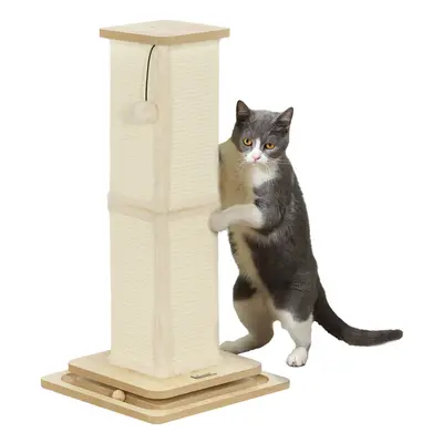 PawHut 67cm Cat Scratching Post, 3-in-1 Cat Scratcher w/ Track Ball Toy