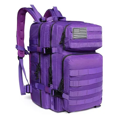 (purple) 45l Military Tactical Backpacks Molle Army Assault Outdoor Pack Day Bug Out Bag Travel 