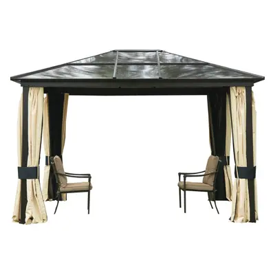 Outsunny Aluminium Gazebo Canopy With Hardtop Roof & Walls | Canopy Gazebo