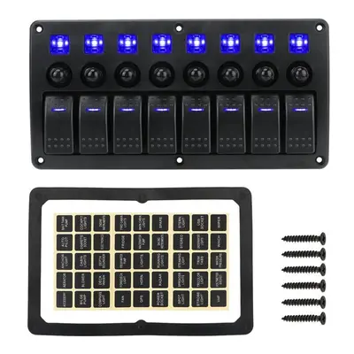 (blue) Overload Protection Gang Led Switch Panel Car Vehicle Truck Rv Suvs Marine 12/24v Waterpr