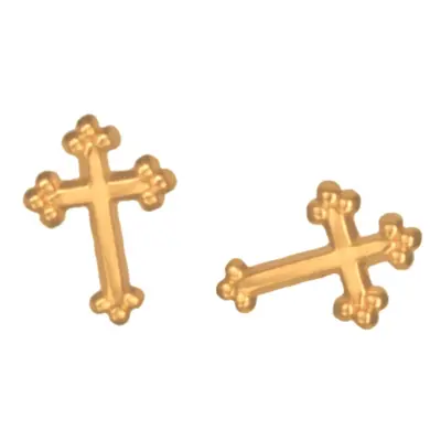 9ct Gold Classic Cross Stud Earrings.