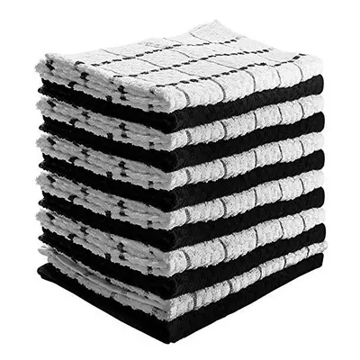 Utopia Towels Kitchen Towels (12 Pack, x Centimeters) Pure Cotton Machine Washable Black and Whi