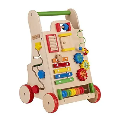 KiddyMoon Wooden Baby Walker Interactive Educational Toy for Children Multifunctional Push-Along