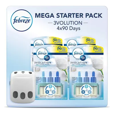 Febreze Ambi Pur 3Volution Air Freshener Plug-In Diffuser Refill Starter Kit, Odour Eliminator, 