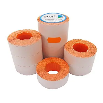 26 x mm Price Gun Labels Orange Rolls 10,000 Stickers CT4 Wavy Edge Pricemarking Tags Fits Many 