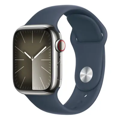 APPLE WATCH SERIES 41MM SILVER STAINLESS STEEL CASE WITH STORM BLUE SPORT BAND MRJ33QL/A