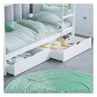 (White) Libra Under Bed Drawers Sliding Storage Pine Wood