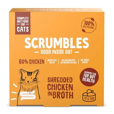 Natural Wet Cat Food, Shredded Chicken in Broth 12x 70g