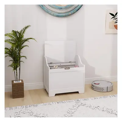 HOMCOM Storage Trunk with Safety Hinge for Living Room, 56.4cm, White