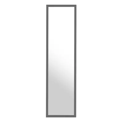 Versatile Over Door Grey Plastic Frame Mirror, Sleek Mirror For Home, Durable Arched Mirror For 