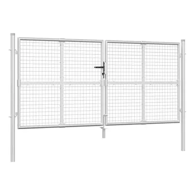 vidaXL Mesh Garden Gate Fence Door Fencing 300x175 cm Silver Galvanised Steel