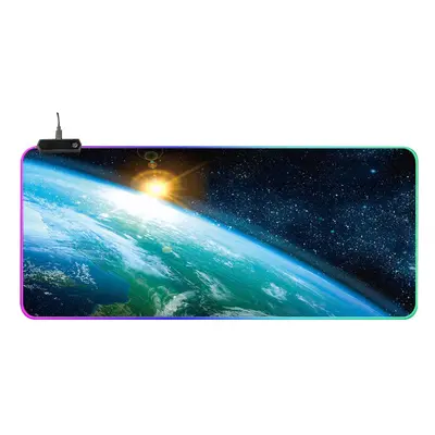 RGB Glowing Mouse Pad Half Planet Soft Rubber Anti-slip Large Gaming Keyboard Pad Desktop Protec