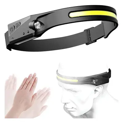 Wave Sensor Wide Range 350LM LED Headlamp USB Rechargeable Head Torch COB Outdoor Cycling Advent